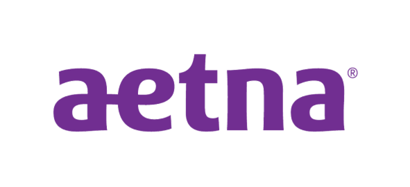 Aetna insurance company logo in purple text with registered trademark symbol.
