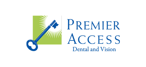 Premier Access Dental and Vision logo featuring compass and green design elements.