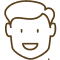 Smiling male face icon representing a happy dental patient or healthcare professional.