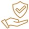 Hand holding shield symbol representing dental care protection and trust.